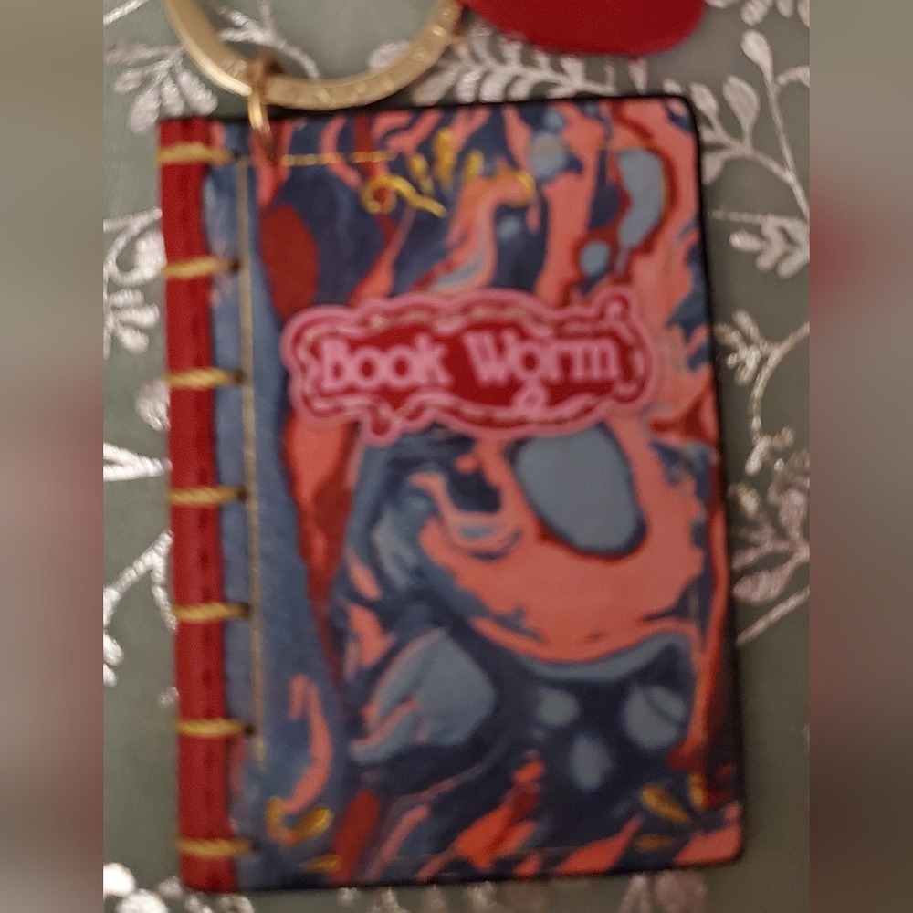 Vendula London "BookWorm" Mini Book Key Charm -Blue & Coral *Discontinued/ Rare* - Picture 5 of 7